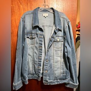 Crown & Ivy Plus Size Puff Sleeve Denim Jacket